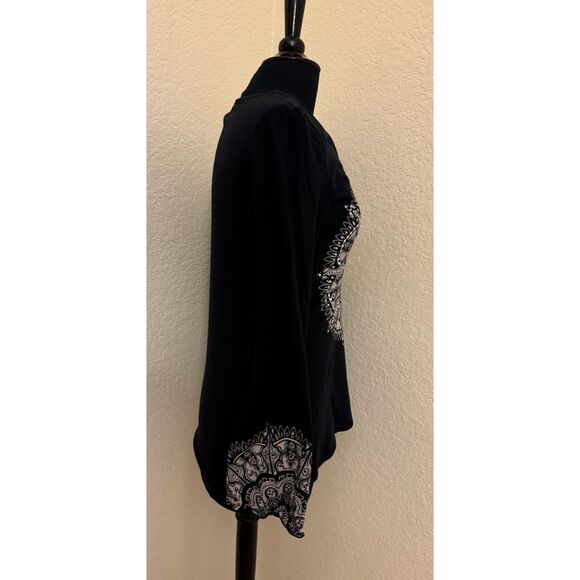 INC Studded V Neck Flared Sleeve Top - Sz S - Picture 4 of 12